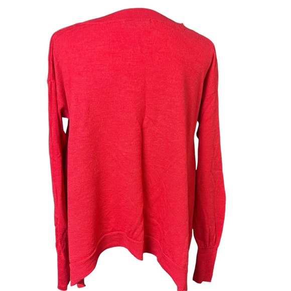 Anthropologie Merino Wool Long-Sleeve Sweater Red Orange Size M - Picture 3 of 13